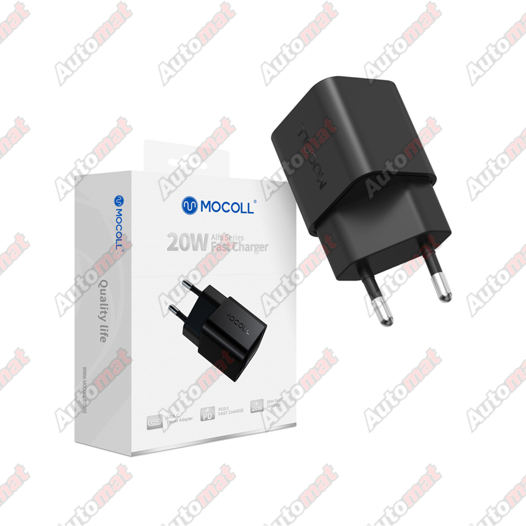 Сетевое зарядное устройство Mocoll 20W Mini Fast Charge Type-C Alfa Series Black